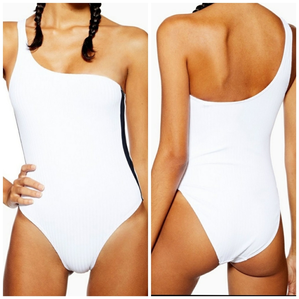New Topshop White 1-piece Bathing Swim Suit Size 6